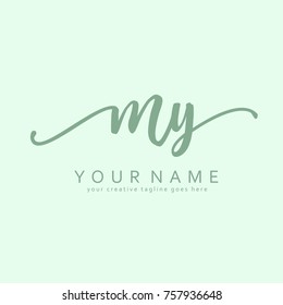 Handwriting M & Y initial logo template vector