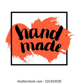 handwriting made by hand in a black frame with grunge texture. Vector illustration on white background