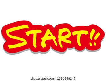 Handwriting material "START!!". Vector data.