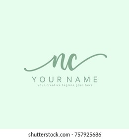 Handwriting N & C Initial Logo Template Vector