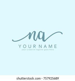 Handwriting N & A initial logo template vector