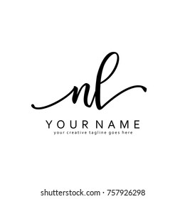 Handwriting N & L initial logo template vector