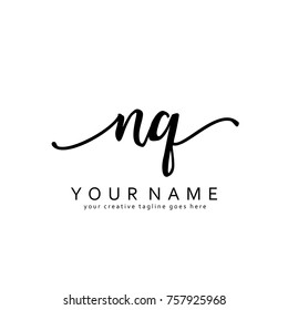 Handwriting N & Q initial logo template vector