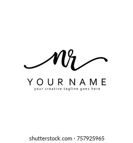 Handwriting N & R initial logo template vector