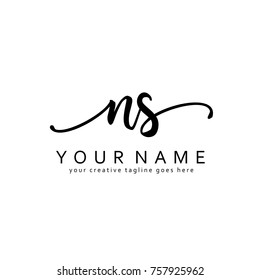 Handwriting N & S initial logo template vector