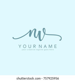 Handwriting N & V initial logo template vector
