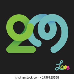 Handwriting of neon light number effect celebrating love concept, anniversary of number 20th year anniversary, neon light style for invitation card, backdrop, label or stationary