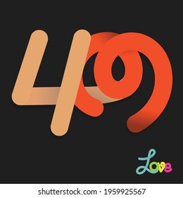 Handwriting of neon light number effect celebrating love concept, anniversary of number 40th year anniversary, neon light style for invitation card, backdrop, label or stationary