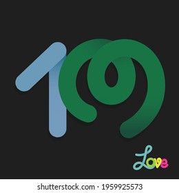 Handwriting of neon light number effect celebrating love concept, anniversary of number 10th year anniversary, neon light style for invitation card, backdrop, label or stationary