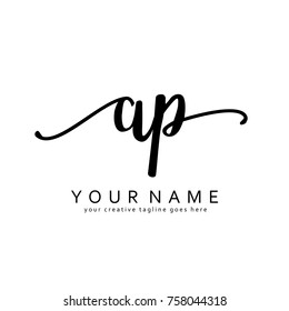 Handwriting A & P initial logo template vector
