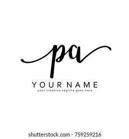 Handwriting P & A initial logo template vector