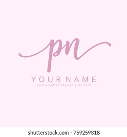 Handwriting P & N initial logo template vector
