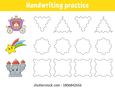 Handwriting pactice. Education developing worksheet. Activity page. Color game for children. Isolated vector illustration. Cartoon character.