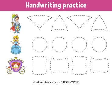 Handwriting pactice. Education developing worksheet. Activity page. Color game for children. Isolated vector illustration. Cartoon character.