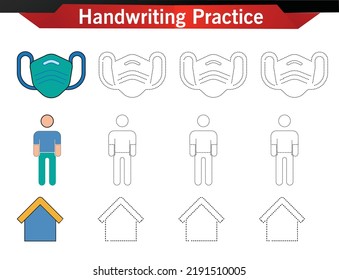 Handwriting pactice. Education developing worksheet. Activity page. Color game for children. Isolated vector illustration education game for children.