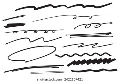 Handwriting pen horizontal line decoration (black)