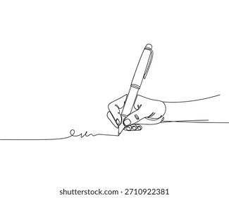 Vector de arte de línea de pluma de escritura a mano. Vector de ilustración de una línea continua mínima