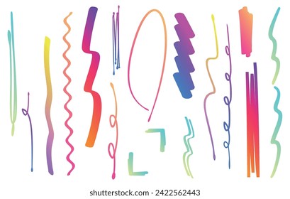 Handwriting pen vertical line set (bright gradation)