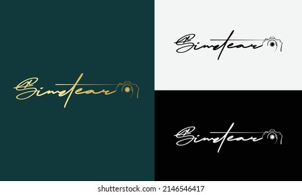 Handwriting photography signature logo vector.