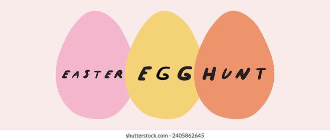 Handwriting phrase - Easter egg hunt. Celebration concept. Flat vector illustration.