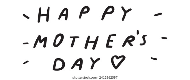 Handwriting phrase - Happy mother's day.  Vector flat illustration on white background.