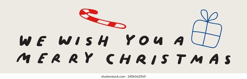 Handwriting phrase - we wish you a Merry Christmas. Lettering. Flat vector illustration.