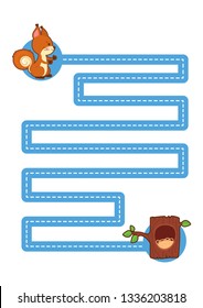 Handwriting practice. Basic writing skills early education. Educational children game. Vector illustration