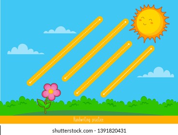 Handwriting practice. Basic writing skills early education. Educational children game.
