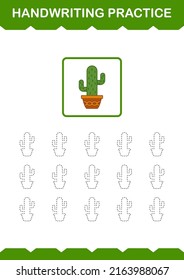 Handwriting practice with Cactus. Worksheet for kids