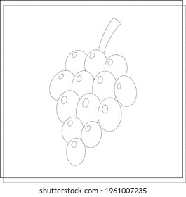 handwriting practice for children, grapes. sketch. Vector illustration isolated on a white background