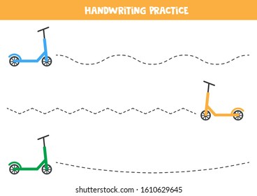 Handwriting practice with children scooter.