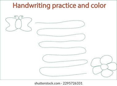 Handwriting practice and color for kids. Educational game for kids.
