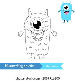 Handwriting practice. Educational game for preschool children. Simple vector illustration.