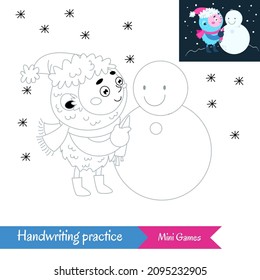 Handwriting practice. Educational game for preschool children. Simple vector illustration.
