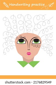 Handwriting practice. Educational worksheet. Activity page. Game for toddlers and preschoolers. illustration in cute cartoon style