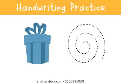 Handwriting Practice With Gift Box. Educational worksheet for preschool kids.