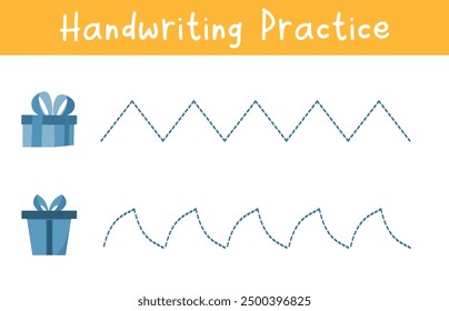 Handwriting Practice With Gift Box. Educational worksheet for preschool kids.