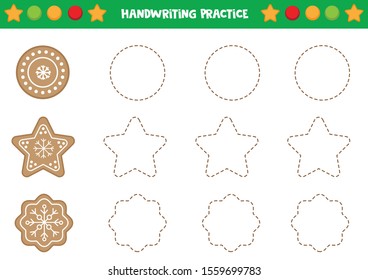 Handwriting practice with gingerbread cookies.