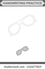 Handwriting practice with Glasses. Worksheet for kids