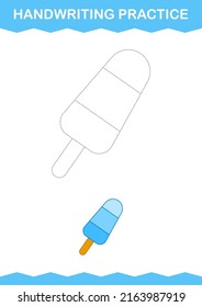 Handwriting practice with Ice Cream. Worksheet for kids