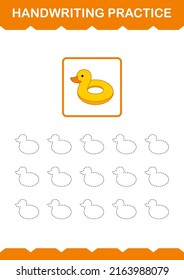 Handwriting practice with Inflatable Duck. Worksheet for kids