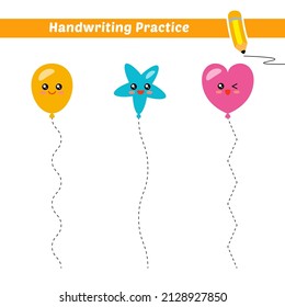 Práctica de escritura a mano para niños con vectores de globos