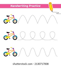 Handwriting practice for kids with bicycle vector