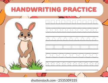 Handwriting practice for kids with coloring animal cow and background 