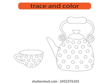 Handwriting practice for kids. Draw lines for kids. Trace and color, coloring. Vector EPS10