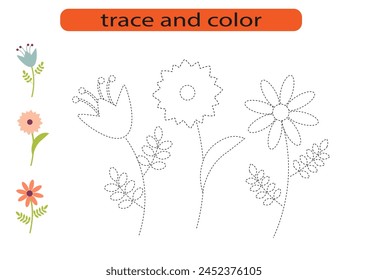 Handwriting practice for kids. Draw lines for kids. Trace and color, coloring. Vector EPS10