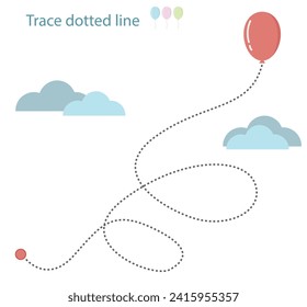 Handwriting practice for kids with hot air balloon