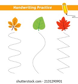 Práctica de escritura a mano para niños con vector hoja
