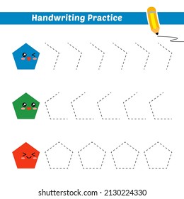 Práctica de escritura a mano para niños con vector pentágono