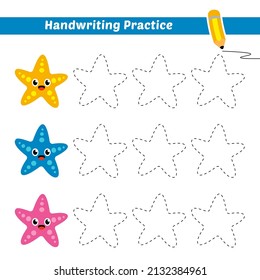 Práctica de escritura a mano para niños con vector de estrella